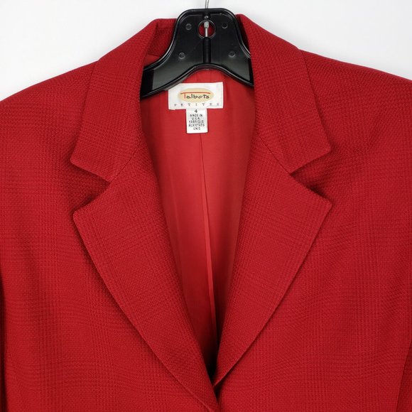 Classic 2-Button Red Lined Blazer Like New 4 Petite - Picture 2 of 11